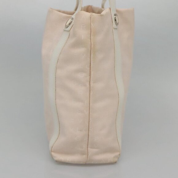 BVLGARI Logo Mania Tote Bag Canvas Pink White Silver Auth 117578 - Picture 4 of 16